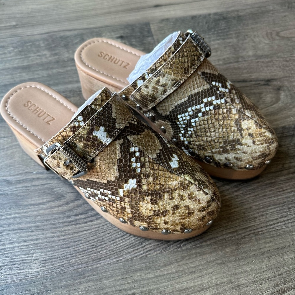 SCHUTZ snake print clogs sz 8.5